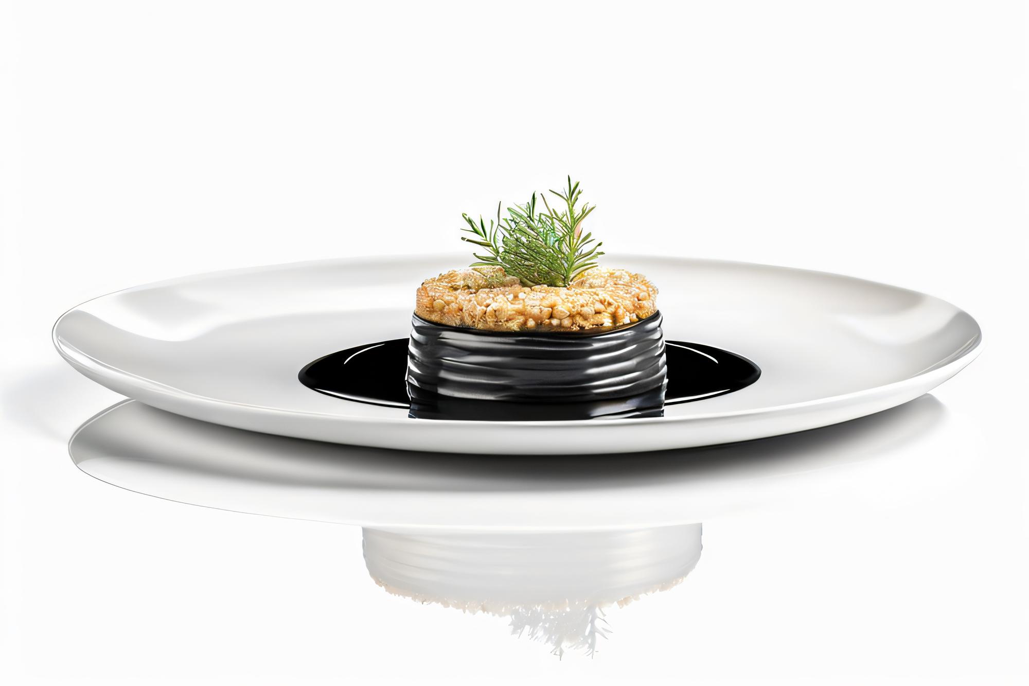 Piatto gourmet servito su tavola elegante